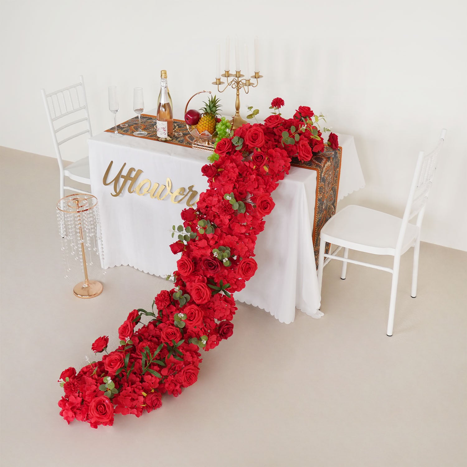 Uflower Artificial Flower Row Sofa Table Runner Floor Flower Arrangement